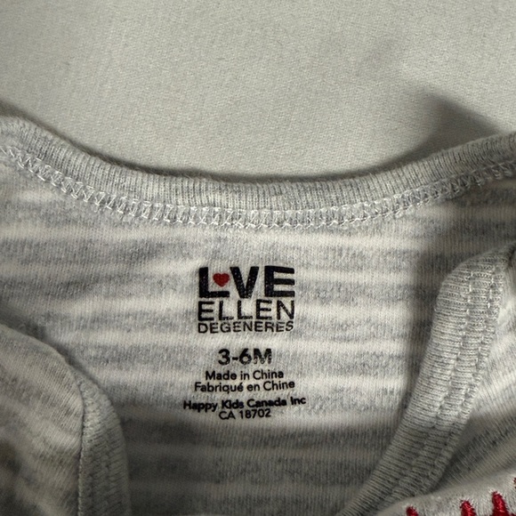 Ellen DeGeneres - Light Gray Striped Baby Onesie Shirt and matching pants - Picture 2 of 4